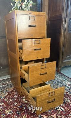 Vintage U. S. Army Air Force Oak Filing Cabinet Circa 1940s WWII Era