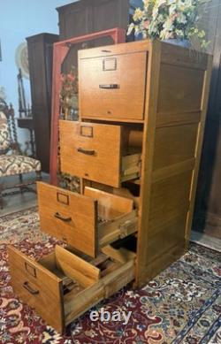 Vintage U. S. Army Air Force Oak Filing Cabinet Circa 1940s WWII Era