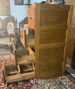 Vintage U. S. Army Air Force Oak Filing Cabinet Circa 1940s WWII Era