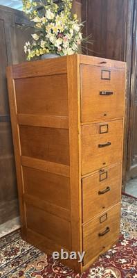 Vintage U. S. Army Air Force Oak Filing Cabinet Circa 1940s WWII Era