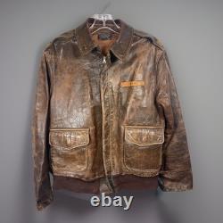 Vintage WW2 1940s Army Air Force A-2 Leather Jacket Bomber Chest Sz 40