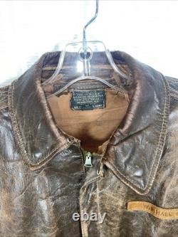 Vintage WW2 1940s Army Air Force A-2 Leather Jacket Bomber Chest Sz 40