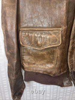 Vintage WW2 1940s Army Air Force A-2 Leather Jacket Bomber Chest Sz 40