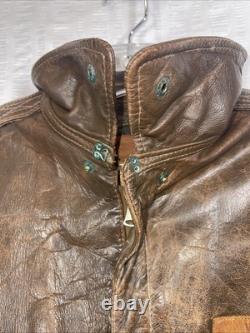 Vintage WW2 1940s Army Air Force A-2 Leather Jacket Bomber Chest Sz 40