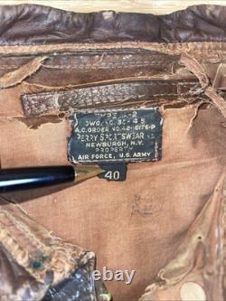 Vintage WW2 1940s Army Air Force A-2 Leather Jacket Bomber Chest Sz 40