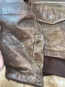Vintage WW2 1940s Army Air Force A-2 Leather Jacket Bomber Chest Sz 40