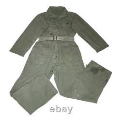 Vintage WWII 1940s Flight Suit Belted Gabardine Army Air Force Pilot Size 38L