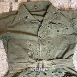 Vintage WWII 1940s Flight Suit Belted Gabardine Army Air Force Pilot Size 38L
