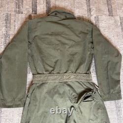 Vintage WWII 1940s Flight Suit Belted Gabardine Army Air Force Pilot Size 38L