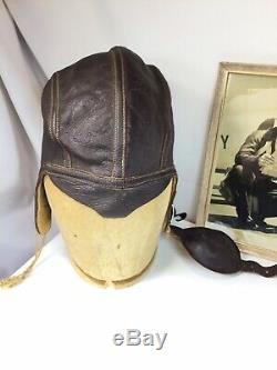 Vintage WWII ARMY AIR FORCE FLIGHT HELMET WITH PILOT'S PICTURE