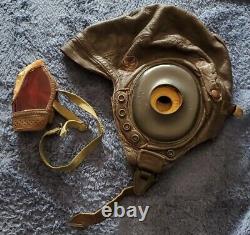 Vintage WWII Army Air Forces Leather Flight Helmet + Sunglasses TYPE A-11 Large
