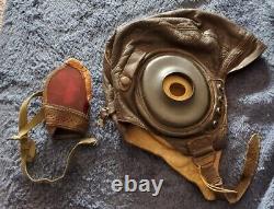 Vintage WWII Army Air Forces Leather Flight Helmet + Sunglasses TYPE A-11 Large