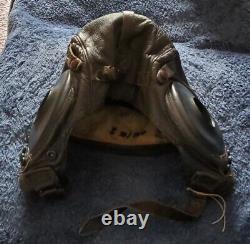 Vintage WWII Army Air Forces Leather Flight Helmet + Sunglasses TYPE A-11 Large