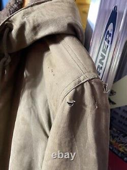 Vintage WWII B-11 Flight Jacket Hooded Military US Army Air Forces Fur Lined
