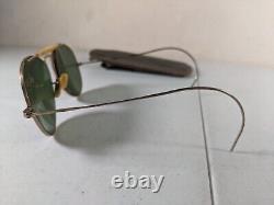 Vintage WWII Era Army Air Forces 12K Gold Filled Aviator Sunglasses Glass Lenses