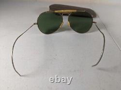 Vintage WWII Era Army Air Forces 12K Gold Filled Aviator Sunglasses Glass Lenses