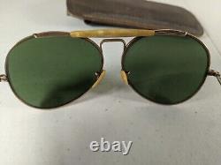 Vintage WWII Era Army Air Forces 12K Gold Filled Aviator Sunglasses Glass Lenses