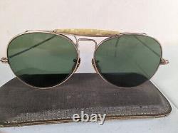 Vintage WWII Era Army Air Forces 12K Gold Filled Aviator Sunglasses Glass Lenses