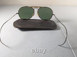 Vintage WWII Era Army Air Forces 12K Gold Filled Aviator Sunglasses Glass Lenses