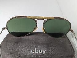 Vintage WWII Era Army Air Forces 12K Gold Filled Aviator Sunglasses Glass Lenses