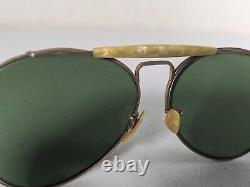 Vintage WWII Era Army Air Forces 12K Gold Filled Aviator Sunglasses Glass Lenses