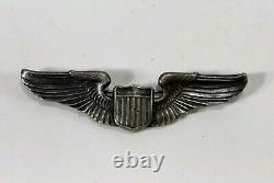 Vintage WWII Military Army Air Corps Sterling Silver Pilot Aviator Wings Pin