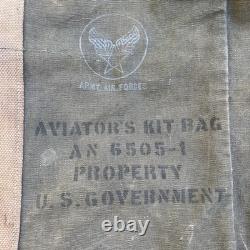Vintage WWII Military Army Air Forces Aviator Kit Bag AN-6505-1 Named