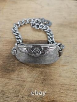 Vintage WWII Sterling US Military Army Air Force Name Tag Bracelet