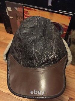 Vintage WWII USAAF US ARMY AIR FORCE B-2 Bomber Sheepskin Leather Flight Cap