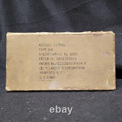 Vintage WWII US ARMY AIR FORCES TYPE B-8 FLYING GOGGLES BOXED Polaroid Corp
