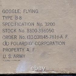 Vintage WWII US ARMY AIR FORCES TYPE B-8 FLYING GOGGLES BOXED Polaroid Corp