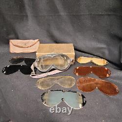 Vintage WWII US ARMY AIR FORCES TYPE B-8 FLYING GOGGLES BOXED Polaroid Corp