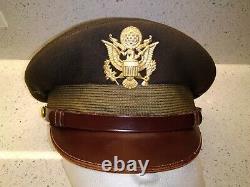 Vintage WWII US Army AAF Air Corps Officers Crusher Style Cap Hat