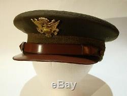 Vintage WWII US Army AAF Air Corps Officers Crusher Style Cap Hat Feather Weight