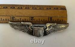 Vintage WWII US Army Air Corps Pilot Aviator 3 Sterling Wings Pin NAMED
