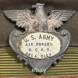 Vintage WWII US Army Air Force Crusher Visor Hat OCAD Oklahoma City Depot USAAF