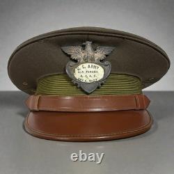 Vintage WWII US Army Air Force Crusher Visor Hat OCAD Oklahoma City Depot USAAF