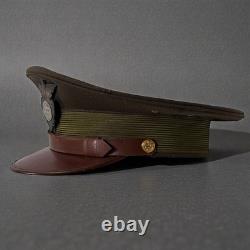 Vintage WWII US Army Air Force Crusher Visor Hat OCAD Oklahoma City Depot USAAF