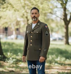 Vintage WWII US Army Air Force Jacket Olive Drab Wool Uniform Coat Staff Sgt