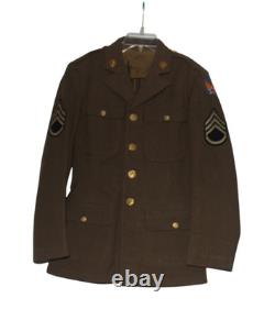 Vintage WWII US Army Air Force Jacket Olive Drab Wool Uniform Coat Staff Sgt
