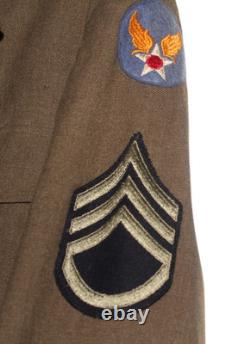 Vintage WWII US Army Air Force Jacket Olive Drab Wool Uniform Coat Staff Sgt