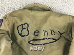 Vintage WWII US Army Air Force N1 Deck Jacket Navy 38 Military Patches Benny