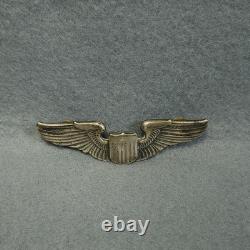 Vintage WWII US Army Air Force Sterling Silver Pilot Wings Pin Brooch 3 Inch