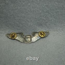 Vintage WWII US Army Air Force Sterling Silver Pilot Wings Pin Brooch 3 Inch