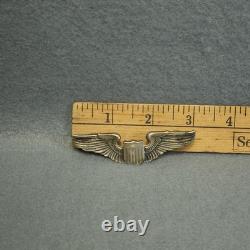 Vintage WWII US Army Air Force Sterling Silver Pilot Wings Pin Brooch 3 Inch