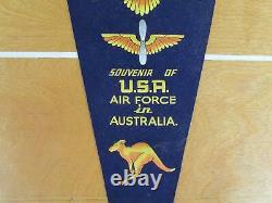 Vintage WWII US Army Air Force in Australia Souvenir Pennant 25 Military USAF