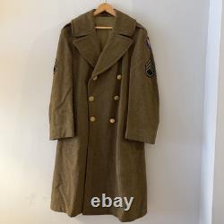 Vintage WWII US Army Air Forces Wool Overcoat Trench Coat Sgt Military Jacket