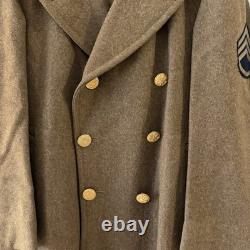 Vintage WWII US Army Air Forces Wool Overcoat Trench Coat Sgt Military Jacket