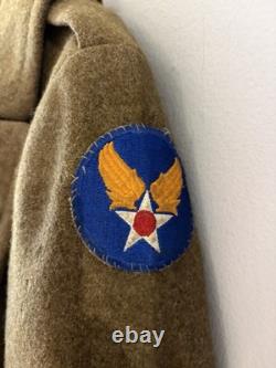 Vintage WWII US Army Air Forces Wool Overcoat Trench Coat Sgt Military Jacket