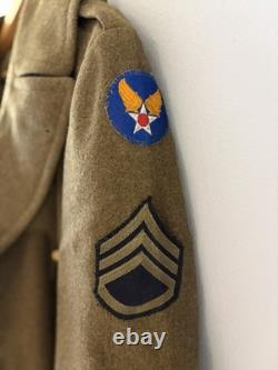Vintage WWII US Army Air Forces Wool Overcoat Trench Coat Sgt Military Jacket